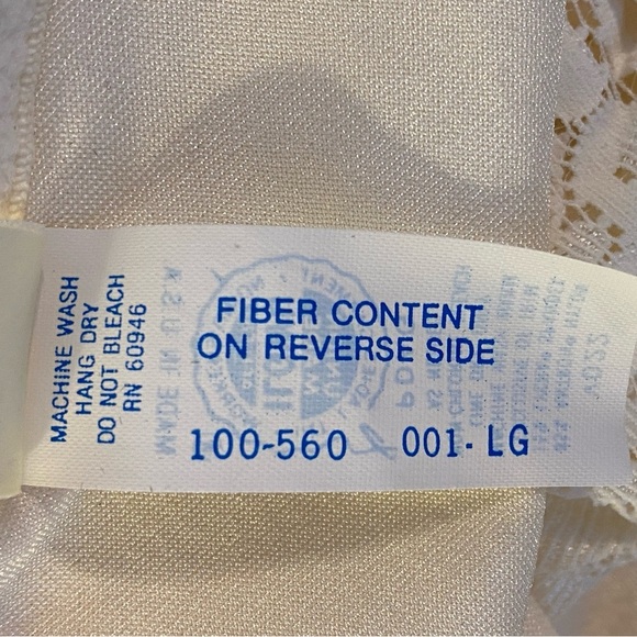 Vintage 1970s Victoria's Secret White Lace Bridal Shapewear Slip Union Made Sz L - Picture 5 of 10